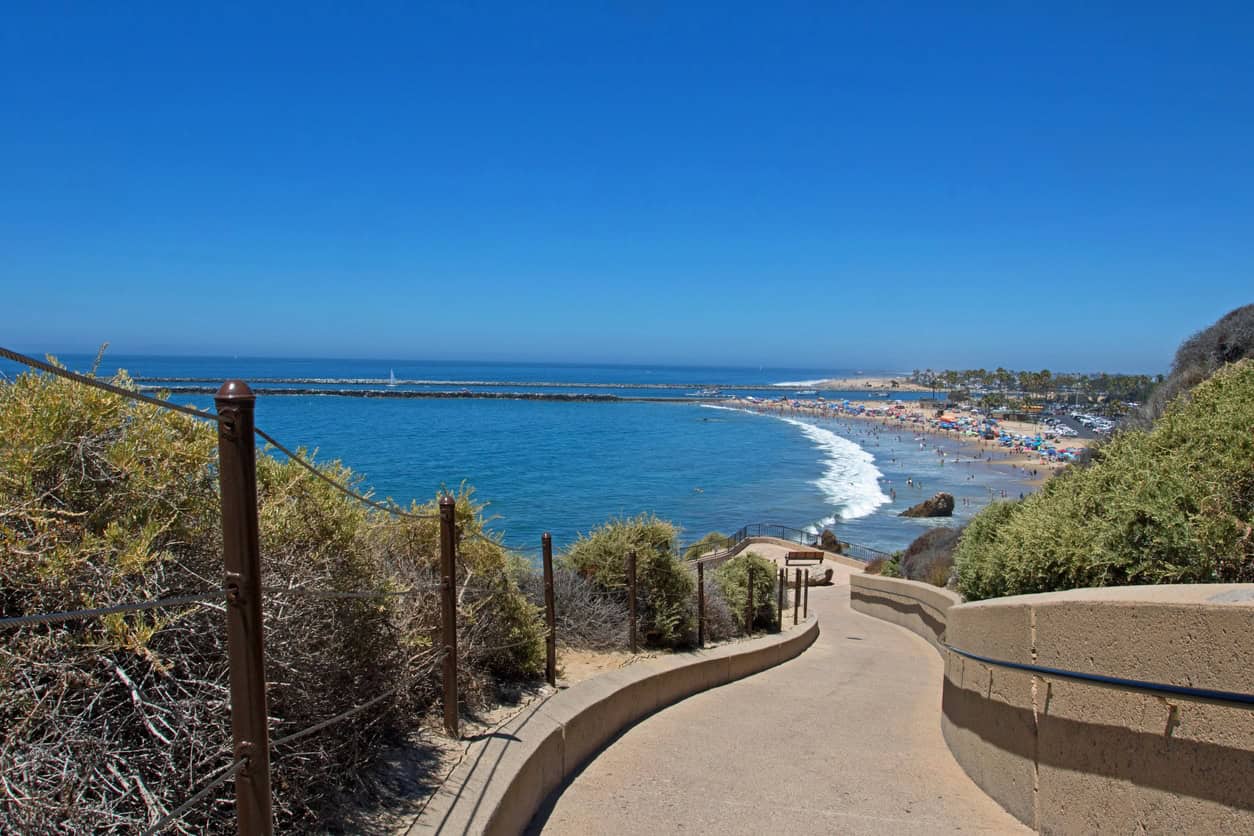 walkway down cliff to beach