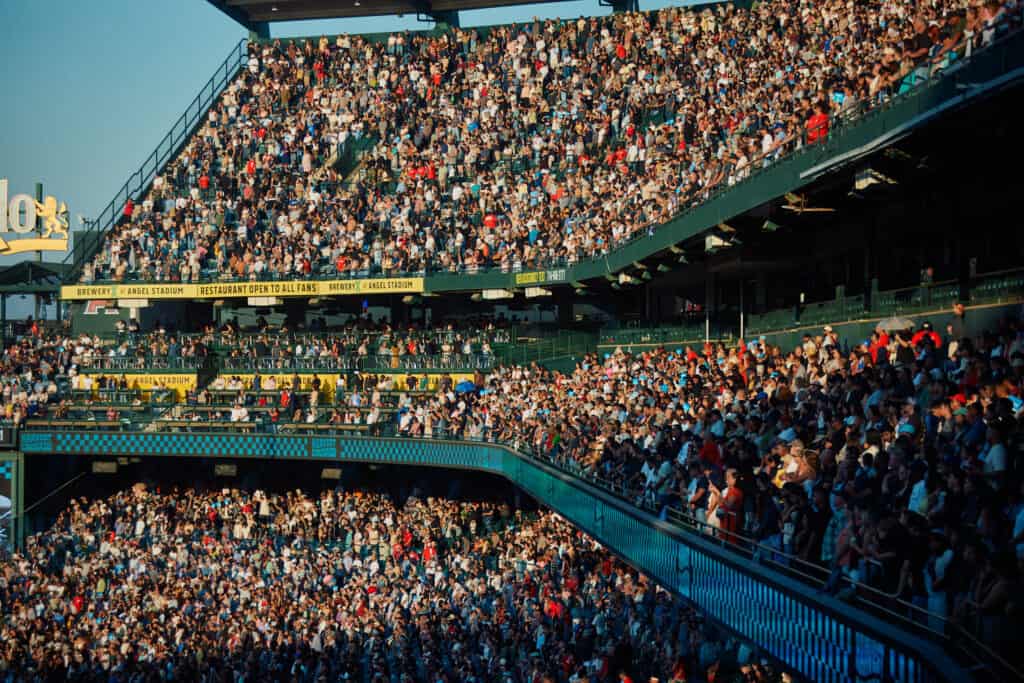 harvest crusade 2025 attendees fill the seats at Angel Stadium